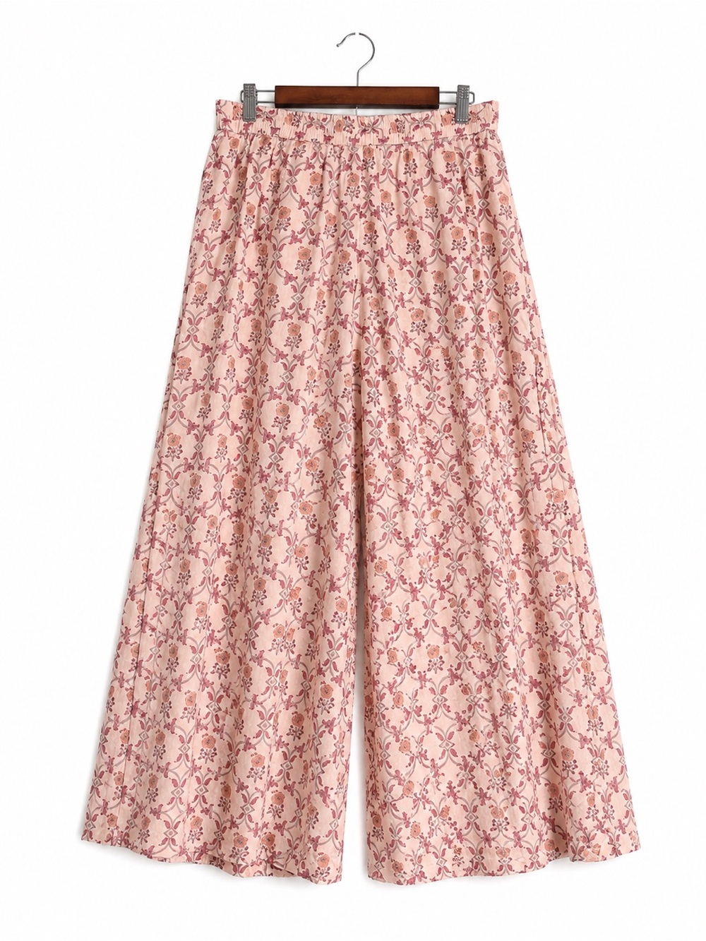 Boho Floral Wide Leg Lounge Pants Cottagecore Beachy Lightweight M L